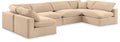 Crispin 158" Beige Velvet Upholstered 6pc. Modular Sectional - Sec6D
