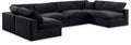 Crispin 158" Black Velvet Upholstered 6pc. Modular Sectional - Sec6D