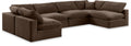 Crispin 158" Brown Velvet Upholstered 6pc. Modular Sectional - Sec6D
