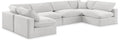 Crispin 158" Cream Velvet Upholstered 6pc. Modular Sectional - Sec6D