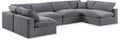 Crispin 158" Grey Velvet Upholstered 6pc. Modular Sectional - Sec6D
