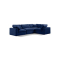 Crispin 119" Navy Velvet Upholstered 4pc. Modular Sectional - Sec4C