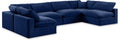 Crispin 158" Navy Velvet Upholstered 6pc. Modular Sectional - Sec6D