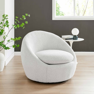 Adelmo Swivel Accent Chair in Boucle Beige
