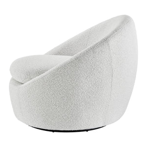 Adelmo Swivel Accent Chair in Boucle Beige