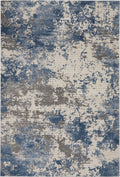 Rustic Textures Grey Blue Modern Polypropylene Area Rug