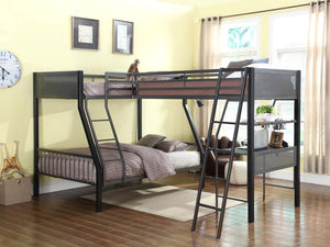 Meyers 2-piece Metal Twin Over Full Bunk Bed Set Black and Gunmetal
