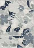 Suncoast Grey Navy Tropical Polypropylene Area Rug