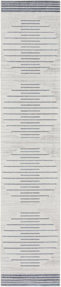 Astra Machine Washable Ivory Blue Mid-Century Modern Polyester Area Rug