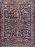 Grand Washables Navy Brick Vintage Polyester Area Rug