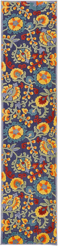 Aloha Navy Multicolor Outdoor Polypropylene Area Rug