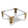 Chinon Gold Square Glass Top, Acrylic And Metal Base Coffee Table