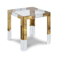 Chinon Gold Glass Top, Acrylic And Metal Base End / Side Table