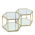 Rosetta Gold Glass And Steel 2pc. Modular Coffee Table