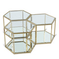 Rosetta Gold Glass And Steel 3pc. Modular Coffee Table