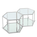 Rosetta Chrome Glass And Steel 2pc. Modular Coffee Table