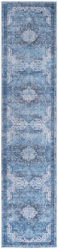 Nourison Washables Blue Vintage Polyester Area Rug