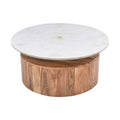 Solana Natural Genuine Marble Top And Acacia Wood Base Coffee Table