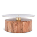 Solana Natural Genuine Marble Top And Acacia Wood Base Coffee Table