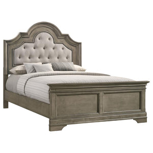 Manchester Queen Bed with Upholstered Arched Headboard