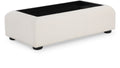 Durham Cream Linen Textured Fabric And Wood Coffee Table - C