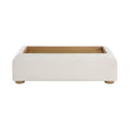 Durham Cream Linen Textured Fabric And Wood Coffee Table - C