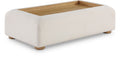 Durham Cream Linen Textured Fabric And Wood Coffee Table - C
