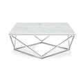 Salvatore Chrome Genuine Marble Top And Chrome Steel Base Coffee Table