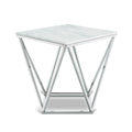 Salvatore Chrome Genuine Marble Top And Chrome Steel Base End / Side Table