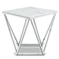 Salvatore Chrome Genuine Marble Top And Chrome Steel Base End / Side Table