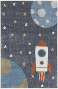 Astra Machine Washable Sky Blue Kids Polyester Area Rug