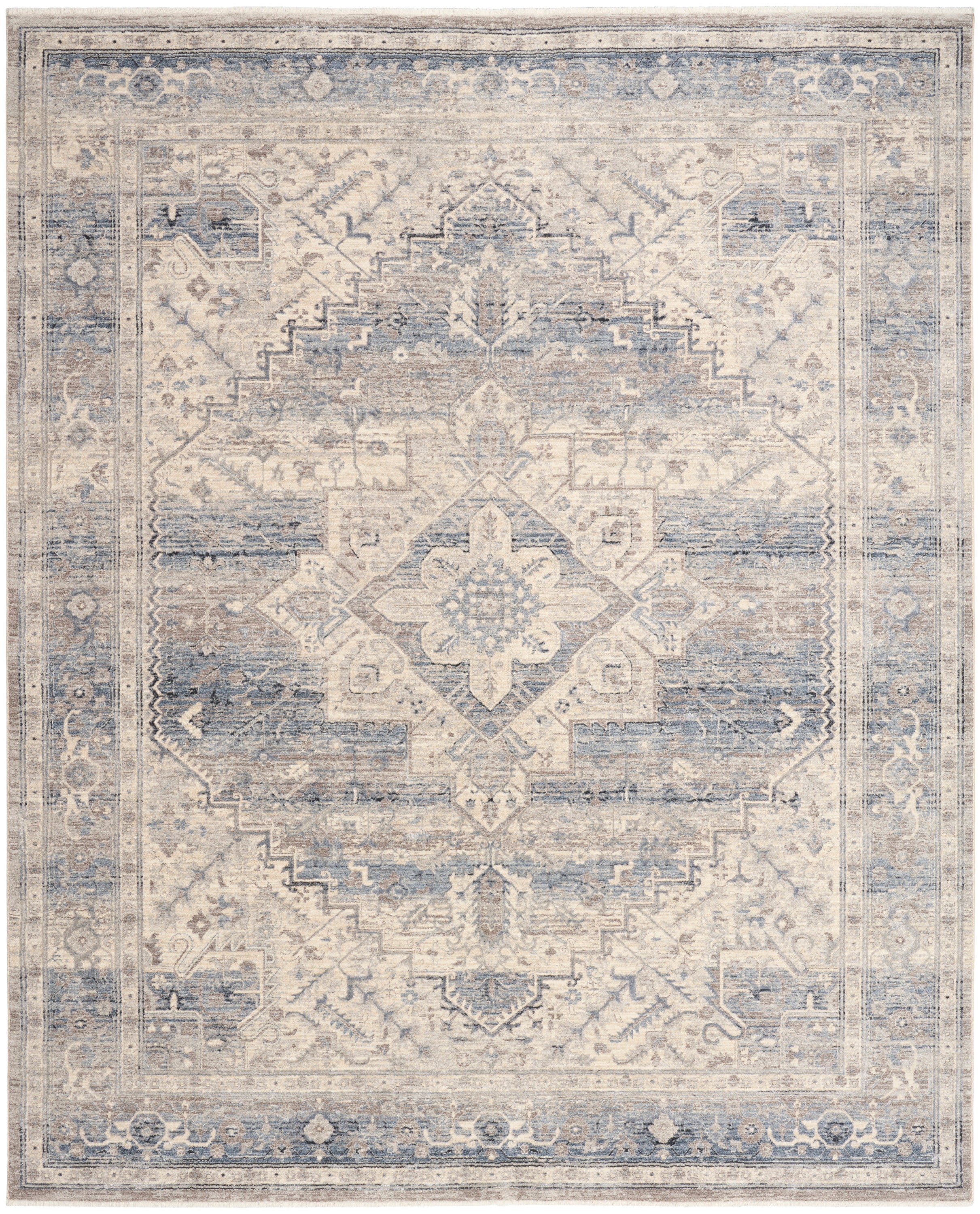Sultana Blue Vintage Polyester Area Rug - 9' x 12'