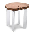 Wendell Natural Acacia Wood Top And Acrylic Base End / Side Table