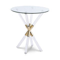 Lumina Gold Glass Top, Acrylic And Metal Base End Table