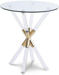 Lumina Gold Glass Top, Acrylic And Metal Base End Table