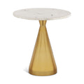 Etienne White Genuine Marble Top And Steel Base End / Side Table