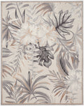 Seaside Ivory Grey Tropical Polypropylene Area Rug