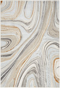 Glitz Grey Gold Modern Polyester Area Rug
