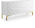 Cosette White Lacquer Finish And Stainless Steel Sideboard / Buffet