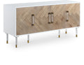 Ines White Lacquer Finish, Birch Wood And Acrylic Sideboard / Buffet