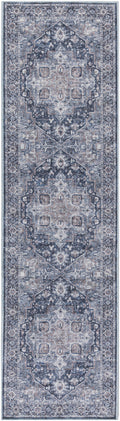 New Concept Washables Ivory Navy Vintage Polyester Area Rug