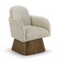 Lucerne Linen Textured Fabric Upholstered Swivel Accent Chair