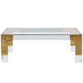 Chinon Gold Rectangular Glass Top, Acrylic And Metal Base Coffee Table