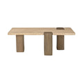 Piper Natural Genuine Travertine and Oak Wood Coffee Table