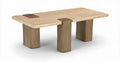 Piper Natural Genuine Travertine and Oak Wood Coffee Table