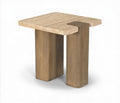 Piper Natural Genuine Travertine and Oak Wood End / Side Table