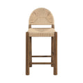 Brixton Beige Woven Seagrass Cord And Solid Wood Counter Stool