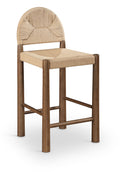 Brixton Beige Woven Seagrass Cord And Solid Wood Counter Stool