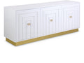 Deauville White Lacquer Finish And Stainless Steel Sideboard / Buffet