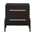 Isotta 25.5" Oak Veneer And Vegan Leather Handle Nightstand